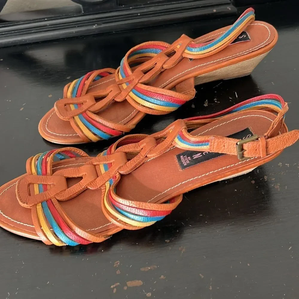 Steve Madden Jannis Sandals Leather Colorful Wedge